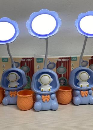 Детская настольная аккумуляторная led лампа 3in1 rabbit blue4 фото