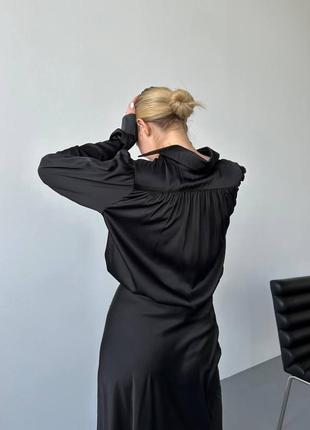Идеальный шершавый черный костюм двойка с рубашкой с юбкой 3 цвета3 фото
