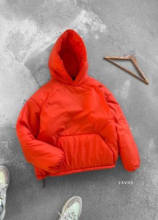 Куртка анорак утеплена помаранчева1 фото