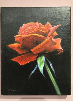 Картина троянди. картина маслом на полотні. розмір 20*25 див.1 фото