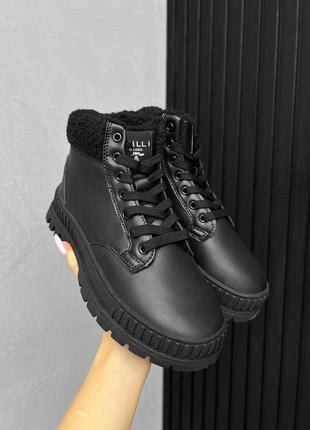 Черевики жіночі теплі зимові хутро чорні