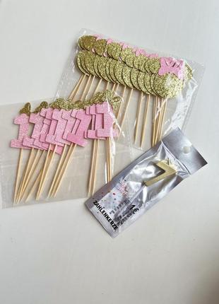 Декор на торт, цифра, шпажки