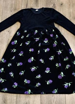 Замечательное бархатное платье с длинным рукавом нарядное новогоднее st. michael from marks&spencer