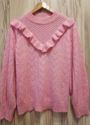 Теплий вязаний ажурний светр