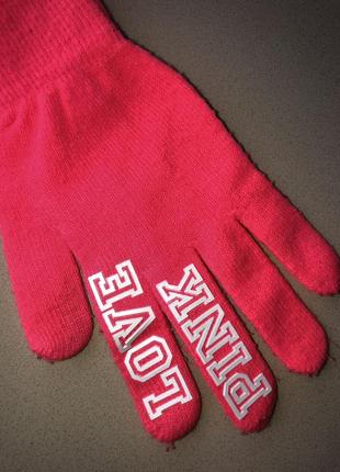 Яркий набор перчатки перчатки повязка на голову victoria’s secret pink3 фото