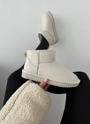 Угги ugg ultra mini cream leather2 фото