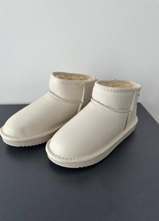 Угги ugg ultra mini cream leather4 фото