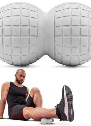 Дуобол hop-sport hs-a190dmb eva 190 мм, двойной мяч-арахис, серый, для самомассажа