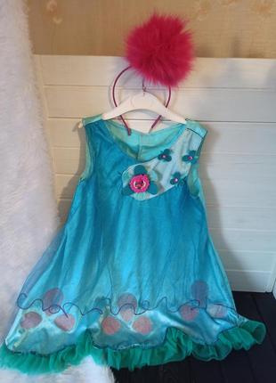 Карнавальне маскарадне плаття сукня наряд костюм розочка мачок 3-4 роки троллі тролі троль