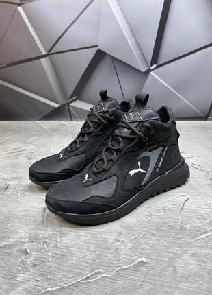 Зимние ботинки puma из высококачественной натуральной плотной кожи