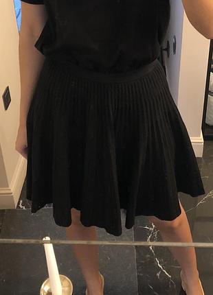 Valentino оригинал короткая черная плиссированная юбка валентино