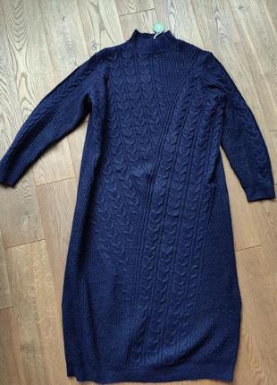 Теплое вязаное длинное платье oversize