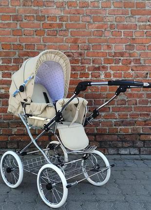 Детская комбинированная коляска eichhorn stroller classic с регулируемой ручкой бежевая (‎419rfs-k045-eva-stn)