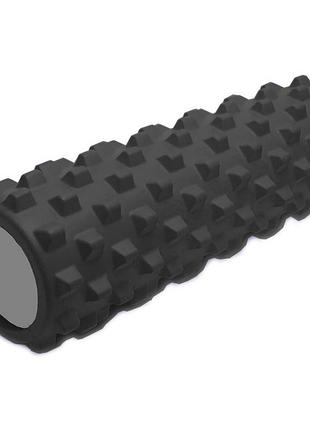 Массажный ролик шипованный для спины и тела мфр rollerua 45 см черный
