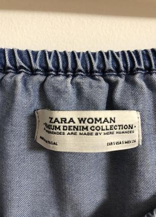 Джинсовий топ блуза з оборкою відкритими плечима zara2 фото