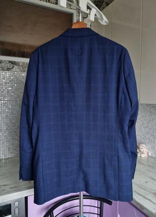 Брендовий базовий топовий однобортний класичний синій піджак жакет блейзер та жилетка костюм в клітинку тартан l xl 40r jacamo3 фото