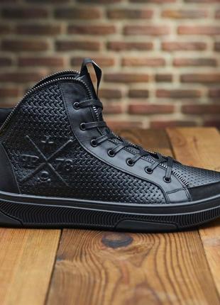 Зимові черевики philipp plein, чоловічі молодіжні черевики зимові з натуральної шкіри7 фото