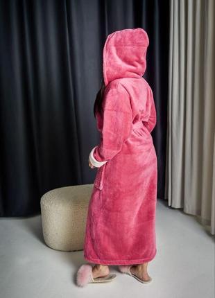 Халат женский махровый длинный с капюшоном 1060 яркий5 фото