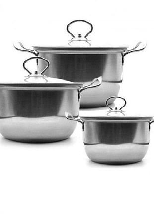 Набір каструль із нержавіючої сталі з кришками unique un-5074