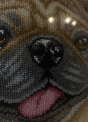 Вышивка бисером (собака), ручная работа