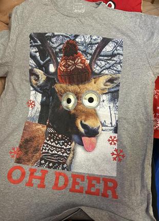 Футболка новогодняя 🦌 олень прикольные глаза