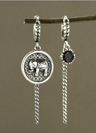 Серьги серебро silver original слоник на счастье