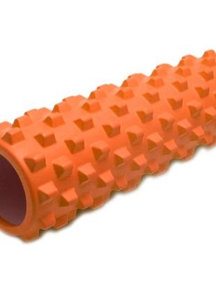 Массажный ролик шипованный для спины и тела мфр rollerua 45 см оранжевый1 фото