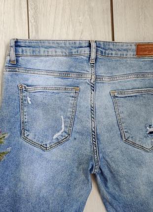 Жіночі коттонові стрейчеві укорочені джинси у квітах  38 р турція2 фото