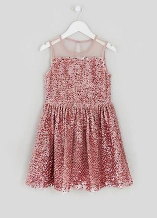 Нарядне святкове новорічне випускне плаття модна сукня з паєтками primark для дівчинки 4-5 років 110