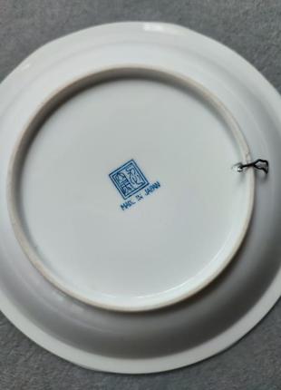 Вінтажна восьмикутна миска тарілка для  рисового супу із квітковим розписом, японія 1980р.6 фото