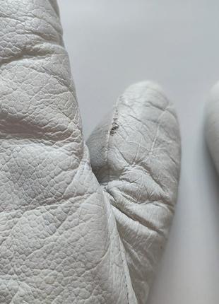 Кожаные белые перчатки перчатки варежки кожуни кожа зимние теплые на замке женские...