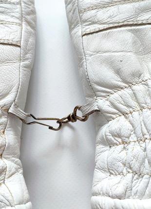Шкіряні білі рукавички перчатки рукавиці кожані шкіра зимові теплі на замку жіночі фотосесії фотосесія4 фото