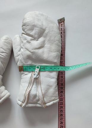 Шкіряні білі рукавички перчатки рукавиці кожані шкіра зимові теплі на замку жіночі фотосесії фотосесія3 фото