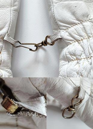 Кожаные белые перчатки перчатки варежки кожуни кожа зимние теплые на замке женские...