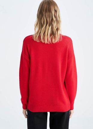 Пуловер новорічний червоний snoopy для жінок м6 фото