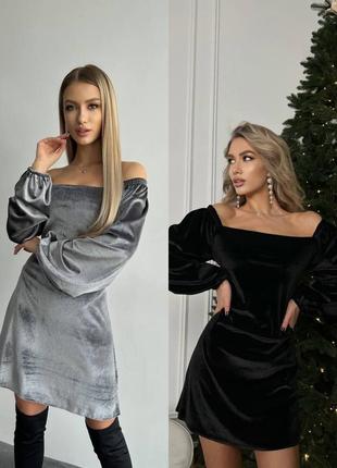 🎨 чорне, сіре! реал! шикарна велюрова жіноча сукня велюр чорний чорна черное женское...