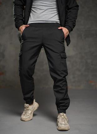 Зимние брюки черного цвета мужские брюки soft shell модные спортивные брюки все размера5 фото