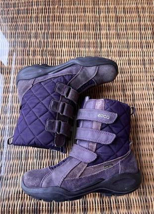 Зимние сапоги ecco gore-tex оригинальные фиолетовые на липучках3 фото