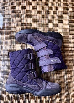 Зимние сапоги ecco gore-tex оригинальные фиолетовые на липучках6 фото