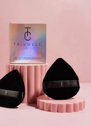 🖤 trigwell cosmetics velvet powder puff набір вельветових пухівок, 2 шт.2 фото