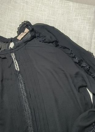 Черная блуза. блуза женская. шифоновая блуза. прозрачная блуза с кружевом. жестевая блуза с мелким рюшем и кружком6 фото
