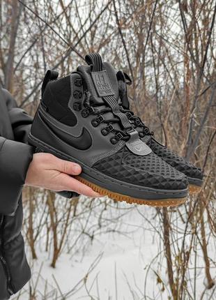 Зимние мужские кроссовки nike lunar force duckboot grey натур.кожа,мех