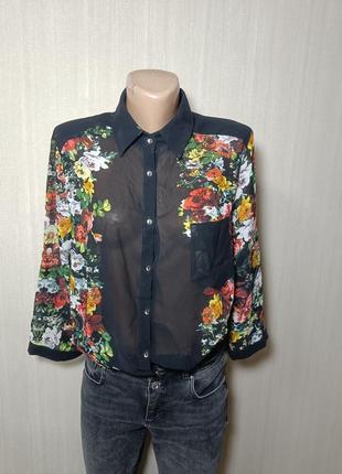 Шикарная блуза в цветочный принт. красивая блуза. шифоновая блуза. рубашка в цветочный принт1 фото