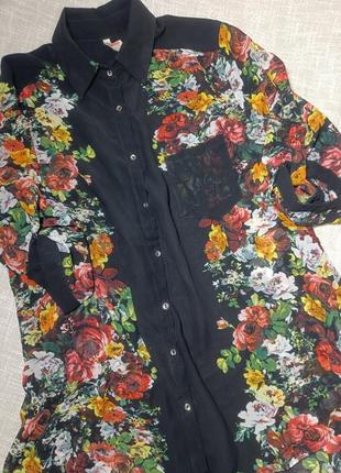 Шикарная блуза в цветочный принт. красивая блуза. шифоновая блуза. рубашка в цветочный принт6 фото