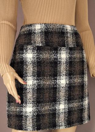 Брендовая тёплая юбка "yessica" в клеточку. размер uk12/eur40.