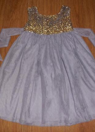 Нарядное платье * inside* верх в паетках, низ 3 слоя фатина, 5 лет (110 см)2 фото