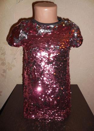 Нарядное платье * primark* паетки перевёртыши, 3-4 года (104 см)