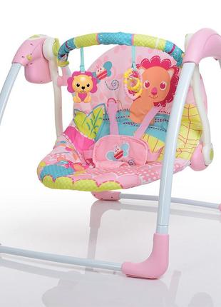 Дитячі електронні музичні гойдалки-шезлонг bambi 6519 рожеві