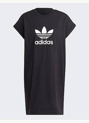 Хлопковое платье adidas originals цвет черный mini прямая ic5483-black2 фото