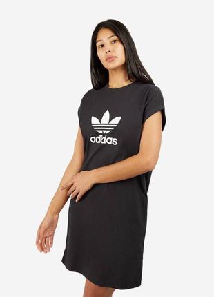 Хлопковое платье adidas originals цвет черный mini прямая ic5483-black3 фото